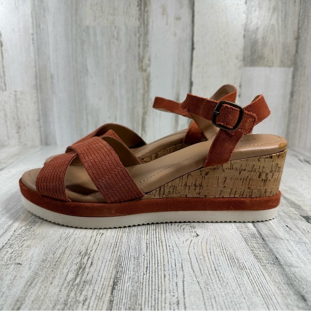 CREVO Sandals Women's 10 Sycamore Terracotta Leather Cork Wedge Heel